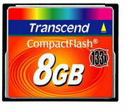 .8GBCompactFlashCard,Hi-Speed133X,Transcend"TS8GCF133"(R/W:30/10MB/s)