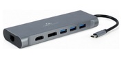 GembirdA-CM-COMBO8-01,USBType-C8-in-1multi-portadapter(Hub3.0+HDMI+DisplayPort+VGA+PD+cardreader+LAN+stereoaudio),USBType-CPDchargesupport,spacegrey