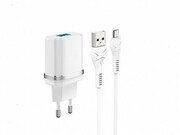 WallChargerXPower+Type-CCable,1USB,FastChargeQC3.0,White