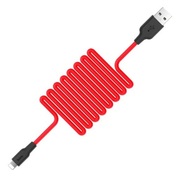 CableUSBtoLightningHOCOX21Silicone,1m,Black/Red,upto2A,CharchingDataCable,Outermaterial:Silicone