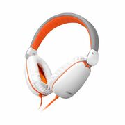 HeadphoneF&DH410M(20-20kHz,125dB,32ohm,1.35m),Steelframedesign,Flatcord,Microphone,LeatherPadding,White