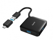 HamaUSBHub,4Ports,USB3.2Gen1,5Gbit/s,incl.USB-CAdapter