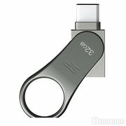 32GBUSB3.0(Type-A/Type-C)FlashDriveSiliconPower"MobileC80",Silver,KeyRing(R/W:80/20MB/s)