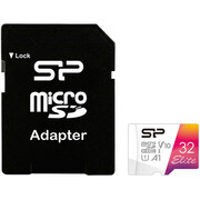 32GBmicroSDClass10A1V10UHS-I+SDadapterSiliconPowerEliteColormicroSDXC,Upto:100MB/s