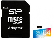 64GBmicroSDClass10U1UHS-I+SDadapterSiliconPowerEliteColormicroSDXC,600x,Upto:90MB/s