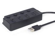 USB2.0Hub4-portwithswitches,cable80cm,GembirdUHB-U2P4P-01,Black