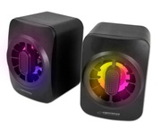 Speakers2.0EsperanzaSakaraEGS104,5W(2x2.5W),LEDRainbowlighting,Volumecontrol,builtinamplifier,Powersupply:5V,Theyrequire:USBandmini-jack3.5mmheadphoneoutput,Cablelength:1.2m,Weight:310g