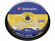 VerbatimDataLifePlusDVD+RWSERL4.7GB4XMATTSILVERSURFAC-Spindle10pcs.