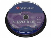 VerbatimDataLifePlusDVD+RAZODOUBLELAYER8.5GB8XMATTSILVERSURFACE-Spindle10pcs.