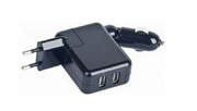 GembirdMP3A-UC-ACCAR2USBtravelcharger,110/240VAC,50/60Hzor12/24VDC,blackcolor