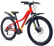 ВелосипедFORWARDTWISTER242.2disc(24"7ск.рост12")2020-2021,красный/ярко-зеленый