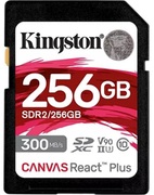 256GBSDClass10UHS-IIU3(V90)KingstonCanvasReactPlus,Ultimate,Read:300Mb/s,Write:260Mb/s,Capture4K/8KUltra-HDhigh-speedshotswithoutdroppingframes,Ultimatespeedstosupportprofessionalcamerause