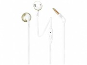 JBLT205/Earbudheadphoneswithmicrophone,Dynamicdriver12.5mm,Frequencyresponse20Hz-20kHz,1-buttonremotewithmicrophone,JBLPureBasssound,Tangle-freeflatcable,3.5mmjack,White/Gold