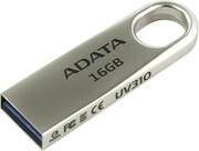 16GBUSB3.0FlashDriveADATA"UV310",Silver,MetalCase,SlimCapless,f/Keychain(R/W:40/20MB/s)