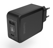 Hama183321Charger,USB-C,PowerDelivery(PD)/Qualcomm®+USB-A,42W,black