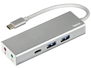 HamaUSB3.1Type-CHub1:3"Aluminium",2xUSB-A,USB-C,3.5mmAudio