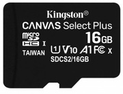 16GBmicroSDClass10A1UHS-I+SDadapterKingstonCanvasSelectPlus,600x,Upto:100MB/s