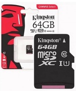 64GBmicroSDClass10A1UHS-IKingstonCanvasSelectPlus,600x,Upto:100MB/s