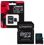 128GBmicroSDClass10A1UHS-I+SDadapterKingstonCanvasSelectPlus,600x,Upto:100MB/s