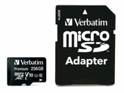 256GBmicroSDClass10A1UHS-I+SDadapterVerbatimPremiummicroSDXC,600x,Upto:90MB/s