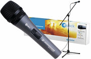 "Microphone&standSennheiserE-Pack""E835S"",cableXLR-3,Dimmm:mic-O48*180;base-O700*845-1475Dimensionsbase:diam.700mm,height845-1475mmhttps://en-de.sennheiser.com/live-performance-microphone-vocal-stage-microphone-stand-epack-e-835"