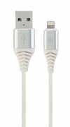 CableUSB2.0/8-pin(Lightning)Premiumcottonbraided-1m-CablexpertCC-USB2B-AMLM-1M-BW2,Silver/White,USB2.0A-plugto8-pin,blister
