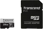 256GBMicroSD(Class10)UHS-I(U3)+SDadapter,Transcend"TS256GUSD330S"(V30,A2,R/W:100/85MB/s)