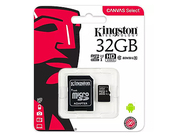 32GBKingstonCanvasSelectPlusSDCS2/32GBmicroSDHC,100MB/s,(Class10UHS-I)+AdapterMicroSD->SD(carddememorie/картапамяти)