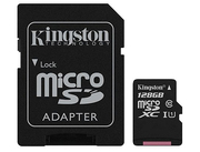 128GBKingstonCanvasSelectPlusSDCS2/128GBmicroSDHC,100MB/s,(Class10UHS-I)+AdapterMicroSD->SD(carddememorie/картапамяти)