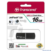 16GBUSB2.0FlashDriveTranscend"JetFlash320",Black,MetalCase,LuxuryDesign(R/W:19/5MB/s)