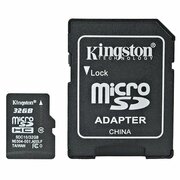 32GBKingstonSDCS/32GBmicroSDHC(Class10UHS-I)+AdapterMicroSD->SD(carddememorie/картапамяти)