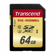 .64GBSDXCCard(Class10)UHS-I,U3,Transcend"TS64GSDU3"Ultimate(R/W:90/45MB/s)