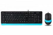 Keyboard&MouseA4TechF1010,LaserEngraving,SplashProof,1600dpi,4buttons,Black/Blue,USB