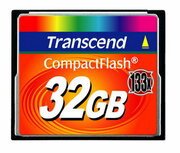 32GBCompactFlashCard,Hi-Speed133X,Transcend"TS32GCF133"(R/W:30/10MB/s)