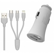 WKDesignWarpathCarCharger+3in1ChargingCable,White