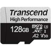 128GBMicroSD(Class10)UHS-I(U3)+SDadapter,Transcend"TS128GUSD330S"(V30,A2,R/W:100/85MB/s)
