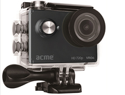 ACMEVR04CompactHDSports&Actioncamera,2”LCD(320x240pixels),Aperturef/2,25,Lensangle140°,Lens5mm,HD720p,5MPJPEG,Waterproofcase,Microphone,microUSB,900mAhLi-Ionbattery