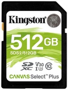 512GBSDXCCard(Class10)UHS-I,U3,KingstonCanvasSelectPlus"SDS2/512GB"(R/W:100/85MB/s)