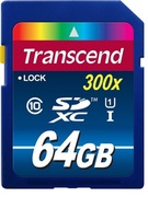 .64GBSDXCCard(Class10)UHS-I,300X,Transcend"TS64GSDU1"Premium(R/W:90/25MB/s)