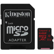 Kingston64GBmicroSDHCClass10UHS-IU3withSDadapter,Ultimate,633x,Read:90Mb/s,Write:80Mb/s