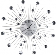 ClockWallEsperanzaBOSTONEHC002Grey,50cm,decoratedwithdiamonds(acrylicglass),Aluminiumclocksurface,Quietmovement,hookforeasyinstallation,Power:1xAAbattery(notincluded)