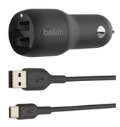 BelkinCarCharger24WDualUSB-A,USB-A-USB-C,1m,black