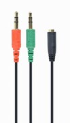 GembirdCCA-418audiocable3.5mm4-pinsocketto2x3.5mmstereoplugadaptercable,allowsconnecting4-pinplugheadsettoaPCcomputer,0.2mBlack