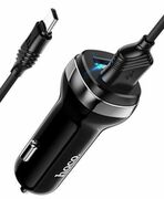 HocoCarCharger2xUSBwithType-CCableZ40,Black