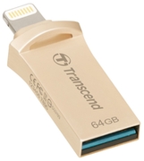 64GBUSB3.1TranscendJetDiveGo500,Gold,USBflashdrivewithLightningOTG(On-The-Go),Lightning:upto20MB/s/USB3.1Gen1:upto130MB/s,AppleMFiCertifiedLightning,supportJetDriveGoApp,One-touchbackup,Metal