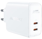 USBChargerACEFASTA29,Dualport,2xUSB-C,GaNPD50W,USB-C1/2:45W,Totaloutput:50W(max.),PD3.0,QC4.0,White