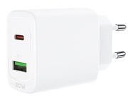 USBChargerACEFASTA25,Dualport,USB-C20W+USB-A18Woutput,PD20W,Totaloutput:5V/3A,QC3.0,White