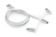 CableUSBCC-USB2-AMLM32-1M-W,1m,USB2.0A-plugto8-pinmaleconnector(forIPhone)+maleMicroUSBconnector+maleUSB-Cconnector,USBchargingcombo3-in-1,White-Silver