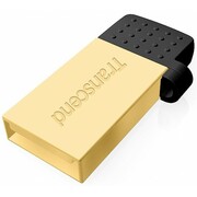 ФлешкаTranscendJetFlash380,64GBUSB2.0/Micro-USB,Gold,MetalCase,OTG(R/W:20/10MB/s)