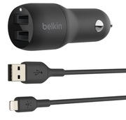BelkinCarCharger24WDualUSB-A,USB-A-Lightning,1m,black